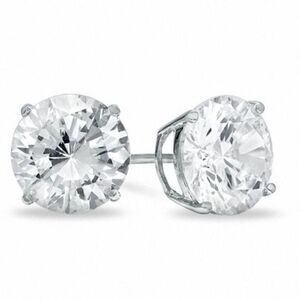 Renaissance Collection 14k White Gold CZ Studs